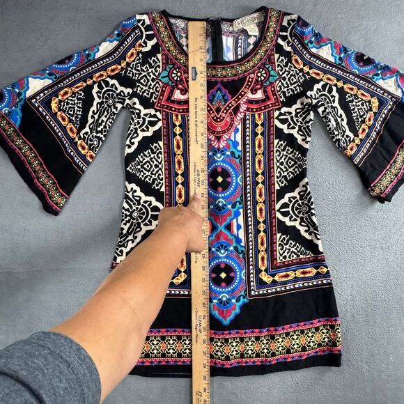 Flying Tomato Anthropologie Dress Print A-Line Shift Bell Sleeve Boho SMALL - Picture 4 of 7